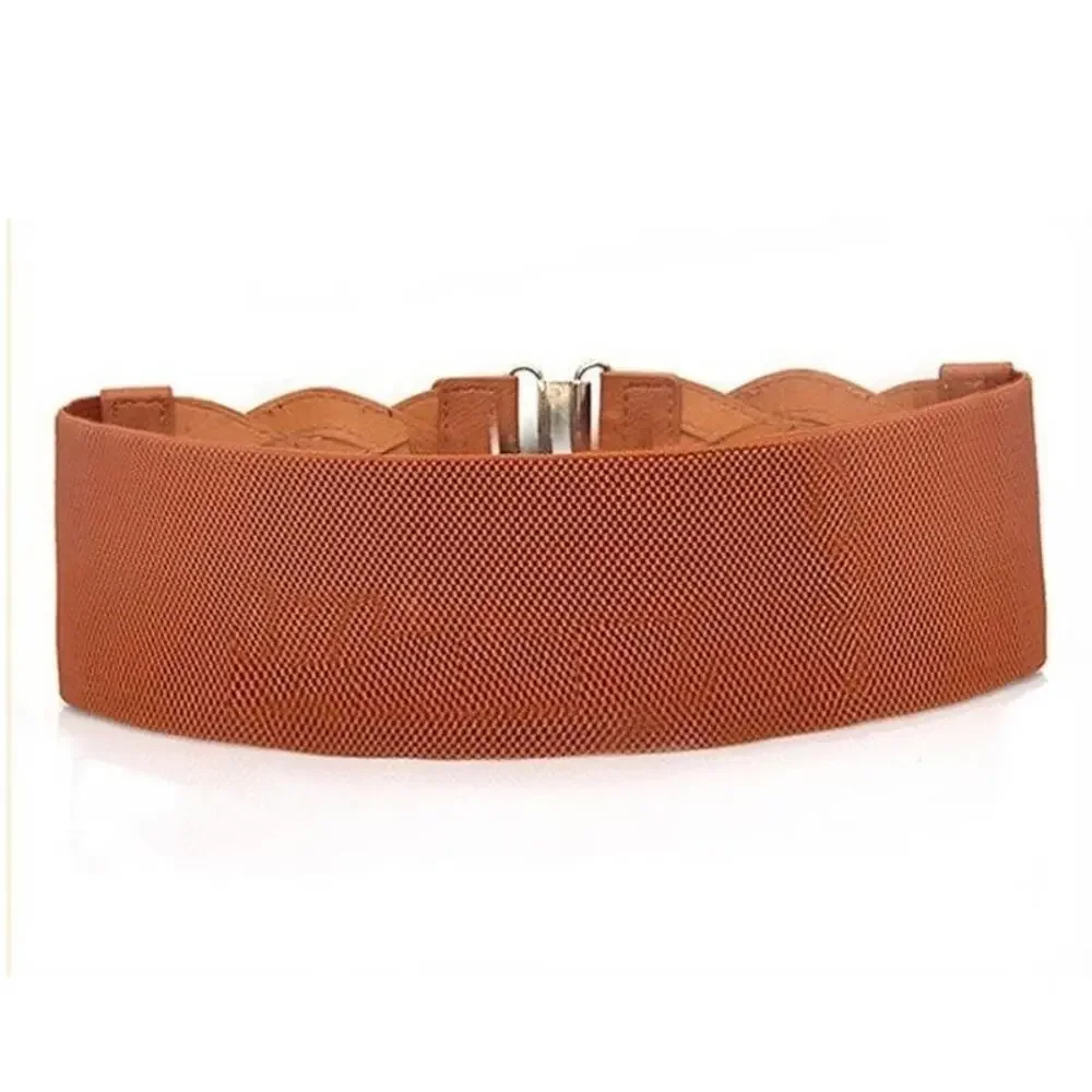 2/$30 New Elastic Wide Waist Belt Braided Camel Brown Caramel Tan